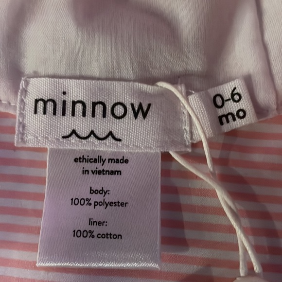 New Minnow Baby Sorbet Pink Stripe Sun Hat Size 0-6 Months - Picture 2 of 3